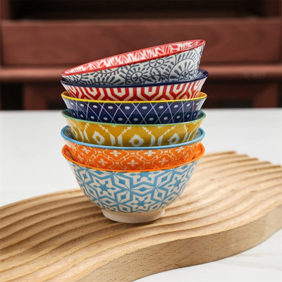 Ceramic 3.5 inch Dessert Bowls Set 4 oz Cute Small Bowls Dipping Bowls for Ice Cream Snack Side Dishes Condiment Microwave Oven Dishwasher Safe Set